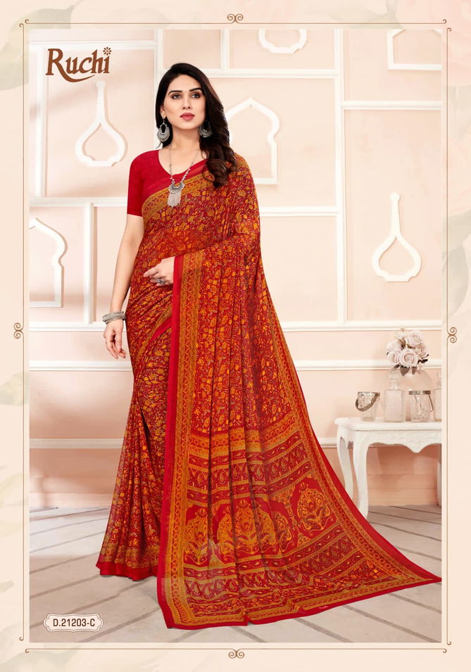 Star Chiffon 93rd Edition.Ruchi Regular Wear Wholesale Printed Sarees